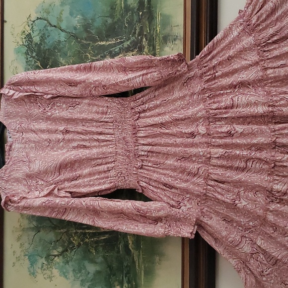 Maxi Dresses Elastic Waist High Neck Tiered Ruffle Hem Wrinkle-Free - Picture 2 of 6